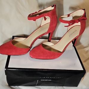 Nine West Red Ankle Strap Heels